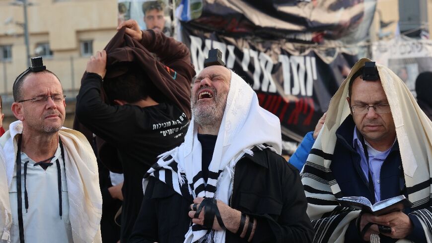 People gathered in Tel Aviv to mark the 100th day after an unprecedented attack by Hamas fighters on Israel that was followed by a war between Israel and the Palestinian militant movement