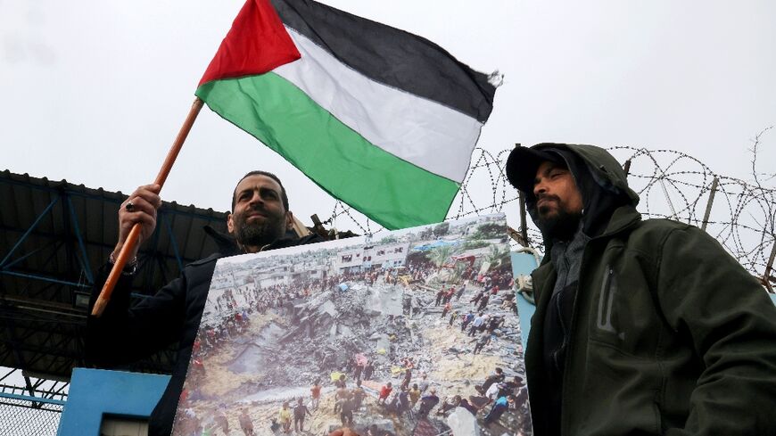 Palestinian refugees protesting against some countries' funding cuts to UNRWA -- Lebanon hosts an estimated 250,000 Palestinian refugees, according to the agency