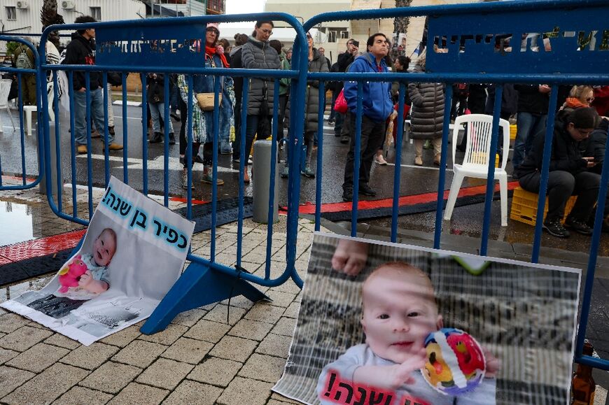 A picture of baby Kfir at a rally in Tel Aviv