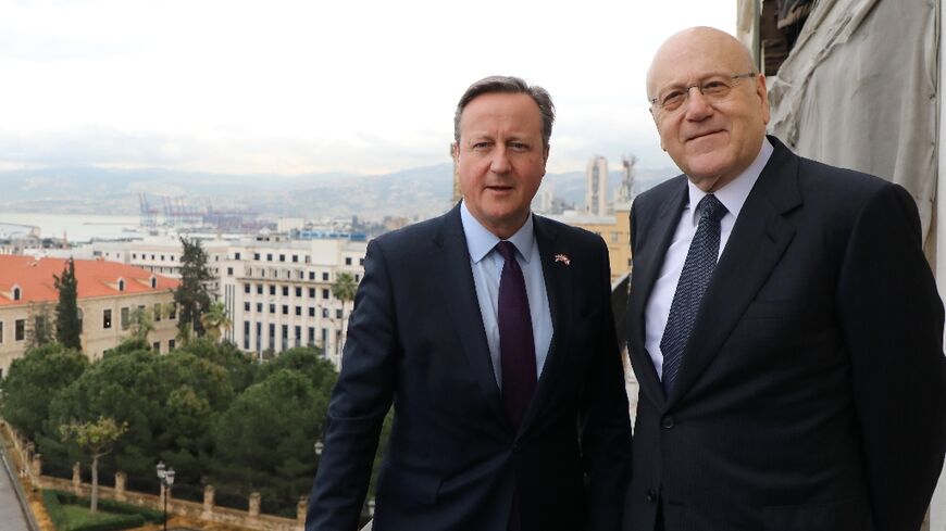 British foreign minister David Cameron met Lebanese prime minister Najib Mikati, the latest in a succession of visits by Western ministers to Beirut amid concern that the Gaza war could spark a wider conflict